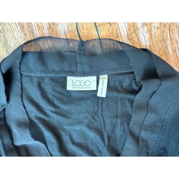 LOGO Lori Goldstein Black Open Front Sleeveless Vest Sz‎ XS Cardigan Women - Picture 4 of 7
